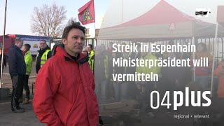 Ministerpräsident besucht Streikende in Espenhain [upl. by Ydnik]