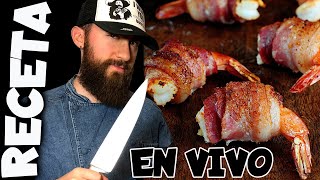 RECETA EN VIVO CAMARONES ENVUELTOS EN TOCINO Y QUESO REGALOS DE JAPÓN [upl. by Chobot]