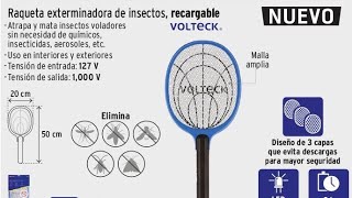 RAQUETA EXTERMINADORA DE MOSQUITOS VOLTECK 49149 [upl. by Neelrac]