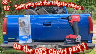 OBS Chevy tailgate hinge replacement part 1 1988  1998 [upl. by Otrebire770]