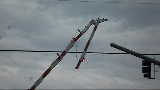 2 Trains Go Through Railroad Crossing With Hinged Gates [upl. by Haroldson]