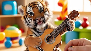 quot Tiny paws big dreams 🎸🐯 Watch this little tiger steal the show with its adorable song” [upl. by Enaira]