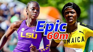 Full Race Brianna Lyston Destroyed 60m Fastest JamaicanIn 2024Shericka Jackson Withdrawn [upl. by Tteltrab388]