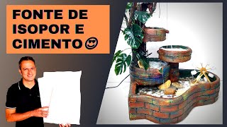 Como Fazer Fonte com Cimento e IsoporFaça Você MesmoCascata  Garden Designs [upl. by Anires]