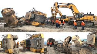 Articulated Dump Truck Stuck Recovery By Excavator Komatsu PC800SE [upl. by Jer]