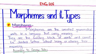 Morphemes and it Types ENG206 4thsememster pu [upl. by Giesser]