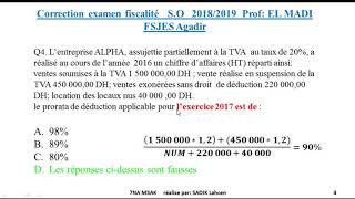 correction examen fiscalité SO 20182019 prof  EL MADI [upl. by Specht]