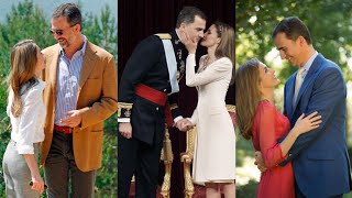 Queens Letizia And Infanta Sofia Of Spain Romantic Couple Photo Party Wear Dress Design Collection [upl. by Scrivings]