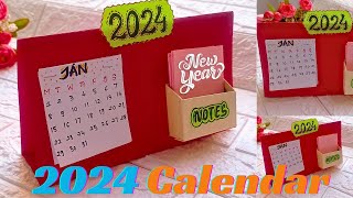 DIY Calendar 2024  How To Make Calendar  Desk Calendar Making Ideas [upl. by Anig]