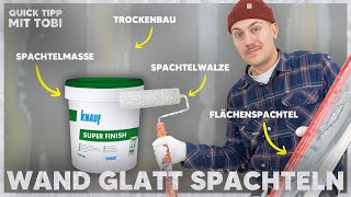 WAND GLATT SPACHTELN mit SPACHTELWALZE Einfacher als mit Kelle und Traufel  Quick Tipp 06 [upl. by Dorella]