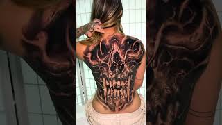 Checkout skull back piece tattoo by artist benhurleite tattooideas tattoodesigns inked ink [upl. by Nellad]