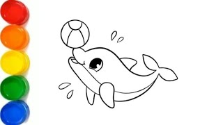 How to draw an easy dolphin for kids and toddlers [upl. by Eelanej]