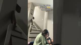 Dragging down stairs fail HELP😭😂 my heiny got hurt face reveal funnyvideos fallingdownstair [upl. by Rasaec]