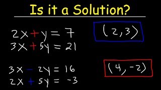 How to Determine If an Ordered Pair is a Solution to a System of Equations [upl. by Ayahs641]