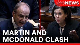 Micheal Martin and Mary Lou McDonald clash over corruption allegations during Leaders Questions [upl. by Natlus]