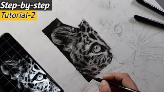 Realistic Leopard Drawing Tutorial  Episode2 [upl. by Nirek]