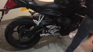 Triumph street triple 765 scorpion exhaust RP1 GP installed Friends going all crazy [upl. by Leopoldine]