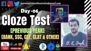 Cloze Test  SSC  Previous Year  Set  06  Competitive English  B K Singh [upl. by Wandis]