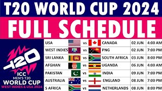 T20 World Cup 2024 schedule ICC T20 World Cup 2024 Schedule  Full list of matches timing amp venues [upl. by Dasa]