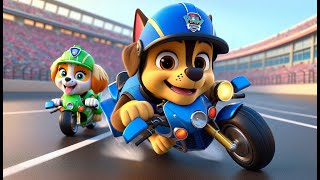 Paw Patrol Ultimate Rescue  CHASE amp SKYE Racing Motor Bike Very Funny Story  Rainbow 3 [upl. by Nimajneb814]