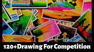 120 drawing for any art Competition  Poster drawing ideas for Competition  Drawing space [upl. by Cheryl]