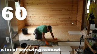 60 preparing kitchen for tiles and underfloor heating overdone it again with osb  cement boards [upl. by Aicenod959]