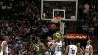 Derrick Favors Punishes Tiago Splitter [upl. by Aihsinat]