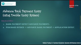 Advance Bank Payment Entry in Business Central [upl. by Perloff90]