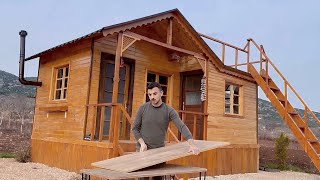 Build tent shelters equal livable wooden house  Living room and Kitchen construction [upl. by Najar]