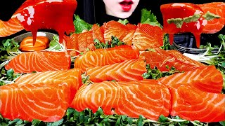 ASMR RAW SALMON ONION CREAM SAUCE BULDAK BULDAK MAYO 연어회 먹방 불닭 SALMON SASHIMI SEAFOOD MUKBANG [upl. by Port]