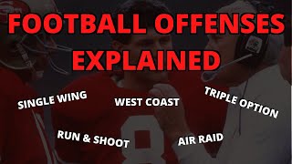 Football Offenses Explained  Air Raid Triple Option West Coast Single Wing amp More [upl. by Acinorav224]