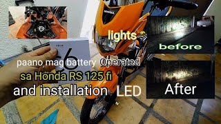 paano mag battery operated sa Honda RS 125 Fi  and installation LED lights [upl. by Aitital]