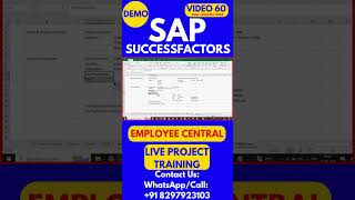 SAP SuccessFactors Employee Central Training Video 60 22nd Oct 2024 sapsuccessfactorstraining [upl. by Clemmy]