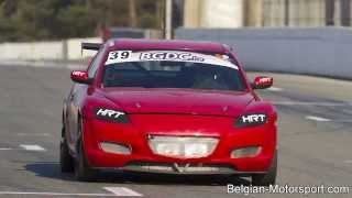 Mazda RX8 13B racecar shooting flames  test at Zolder 2014 [upl. by Elletnahc901]