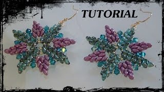 Tutorial Perline Orecchini quotCristalloquot realizzati con superduo swarovski e rocaille [upl. by Areid]