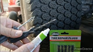 How To Use Slime Tire Repair Plugs On A Mower Tire with Mike Trenche [upl. by Eednas]