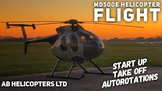 MD500E Helicopter Start Up  take off and autorotations [upl. by Ogata403]