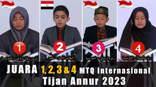 Indonesia Borong Piala  Juara 1 2 3 amp 4 MTQ Internasional Tijan Annur QATAR 2023 [upl. by Amaleta958]