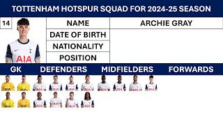 Tottenham Hotspurs Squad for 202425 season  Who is your favourite [upl. by Yhtir]