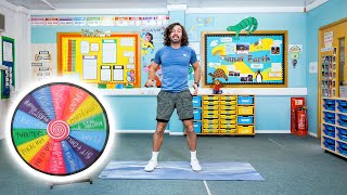 8 Minute SPIN THE WHEEL Kids Workout  The Body Coach TV [upl. by Pepin]