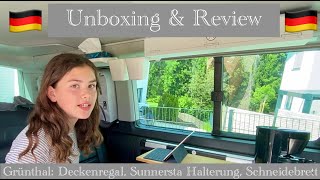 CampingVW T6 California Beach  UnboxingampReview  Grünthal SchneidebrettDeckenregalHalterung [upl. by Supen]