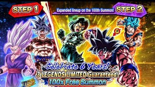 How to Get 100x Summon 3 Free Legends Limited characters Legends 6th YEAR Anniversary summons [upl. by Anig]