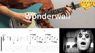 Oasis  Wonderwall guitar cover with tabs amp chords [upl. by Asiak]