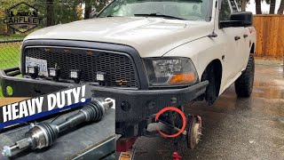 TrakMotive HD Extended Travel CV Axle Install amp Overview  DiyHow To Dodge Ram 2010 37s [upl. by Ireva]