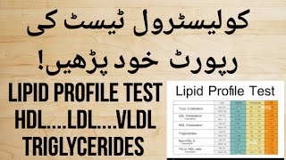 How to Read Cholesterol Test Report Urdu Hindi  Lipid profile Test  HDL LDL amp Triglycerides Test [upl. by Froemming]