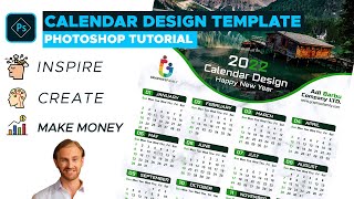 2022 Modern Calendar Design Template  Adobe Photoshop Tutorial [upl. by Roland]