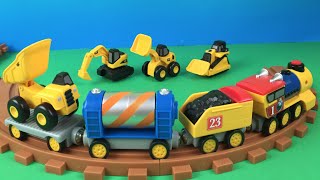 CAT Construction trucks Mini Workers Preschool Express Train  Mini Mighty Machines [upl. by Nonaihr]