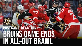 BruinsRed Wings ends in fullblown brawl  Is Marchand setting himself up for another suspension [upl. by Eilagam]