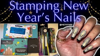 Stamping an EASY 2024 New Years Nail Set ft Maniology [upl. by Ioab154]