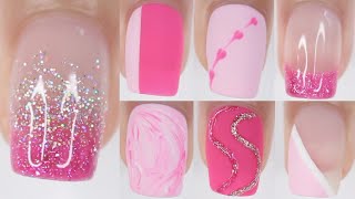 VALENTINE’S DAY NAIL DESIGNS IDEAS  pink nail art designs compilation [upl. by Yancy]